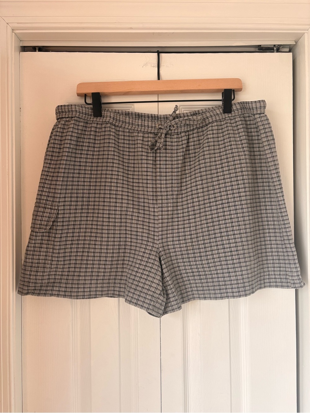 Faded Glory 100% Cotton Gray Plaid Drawstring Boxer Shorts